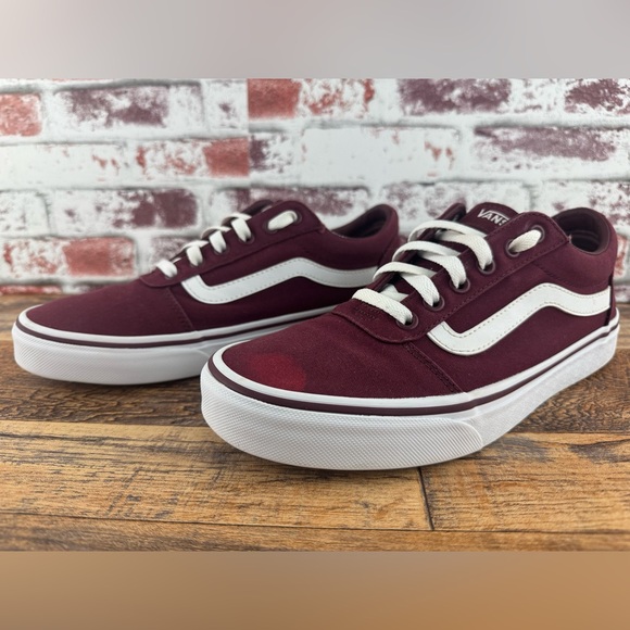 Vans Off The Wall Women’s Low Top Canvas Sneakers, US Size 9.5, Maroon and White - Picture 10 of 12